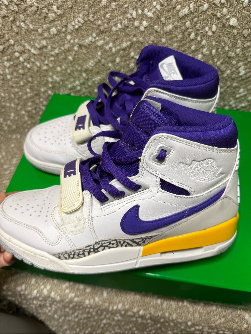 Jordan Legacy 312 High-Top Sneakers in White, Purple & Yellow - Picture 6 of 9
